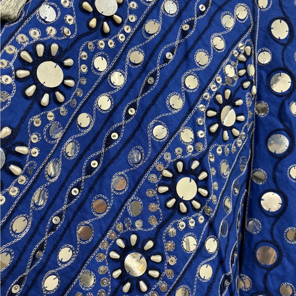 Soft Surroundings Preciosa Maxi Skirt Embroidered Beaded Boho Floral Blue PM - Picture 5 of 16